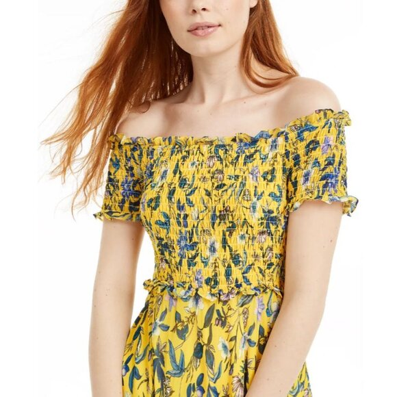 Sam Edelman Sheer Yellow Layered Floral Dress Size 10 - Picture 4 of 16